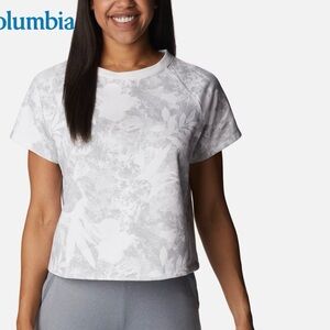 Columbia PFG French Terry Shirt Floral Design White & Light Gray XS